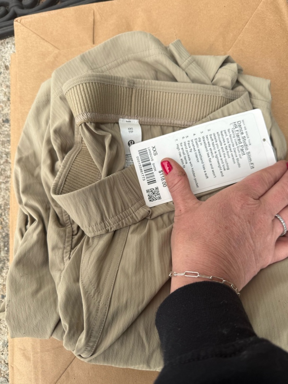 Brand new XXS Light Olive Lululemon dance studio Slim fit HR flares pant.